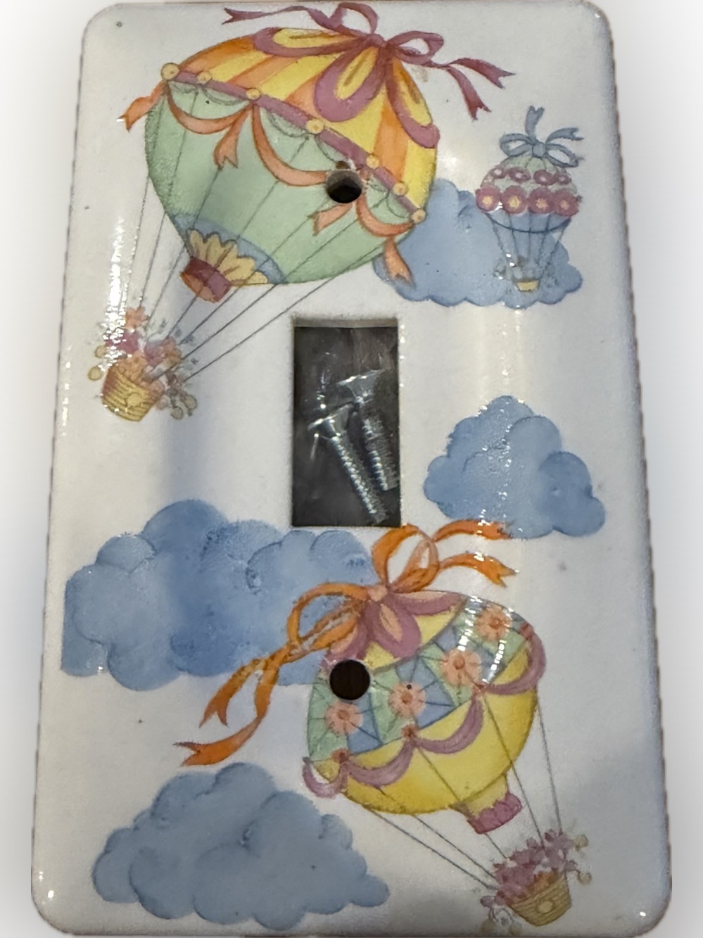 Jasco Vintage Hot Air Balloon Ceramic Light Switch Cover Plate 70s New